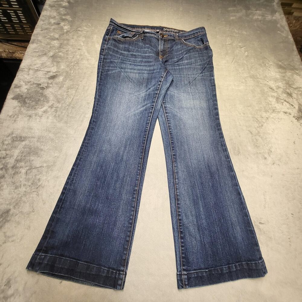 Gap Jeans Womens 12 Blue Medium Wash Flared Mid Rise Premium Long And Lean